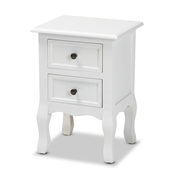 Baxton Studio Caelan Classic and Traditional White Finished Wood 2-Drawer Nightstand